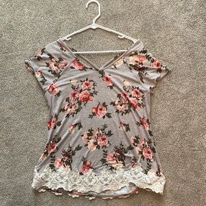 Floral lace bottom shirt